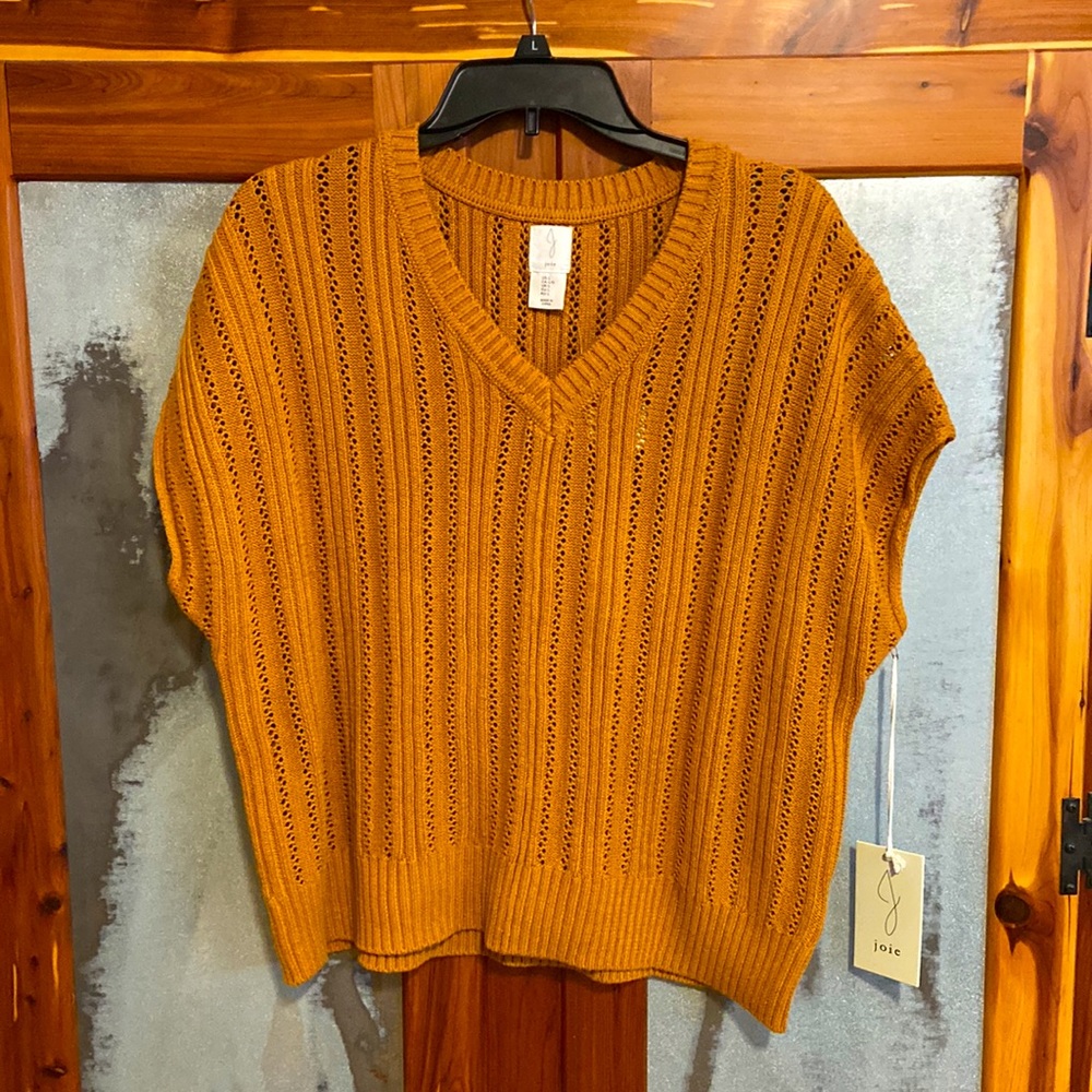 Joie Mustard Yellow Knit V-Neck Sweater Vest - Picture 2 of 4